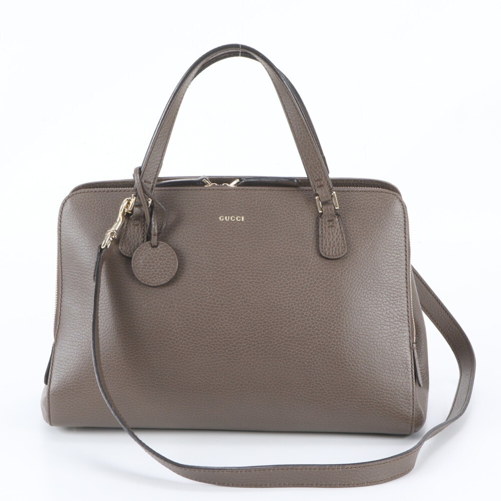 Gucci 391987 Leather 2-Way Shoulder Bag, Handbag, Tote Brown, Women's